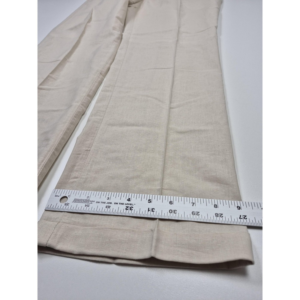 Giorgio Inserti Dress Pants Mens 42x34 Beige Oatmeal Linen Pleated Straight NWT - Picture 13 of 14